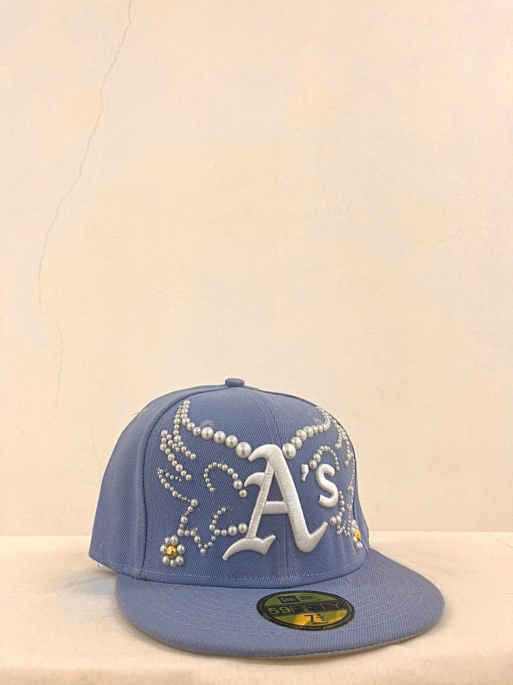 Light Blue A’s Custom Pearl Wings Fitted Cap