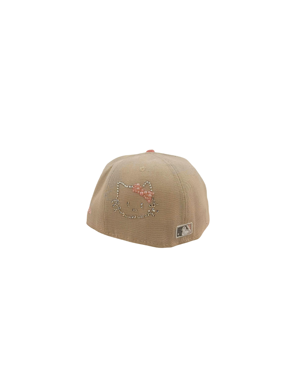 Beige Pink Pearl Design Fitted Cap