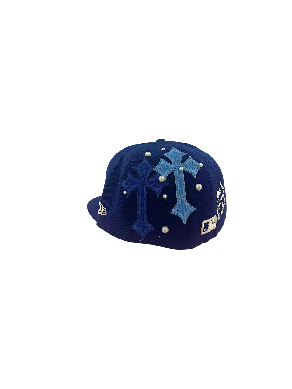 Navy Bule Chrome Heart Fitted Cap