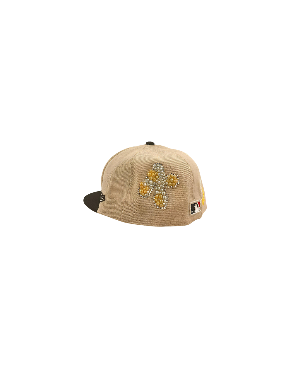 Multi Beige Pearl Design Fitted Cap